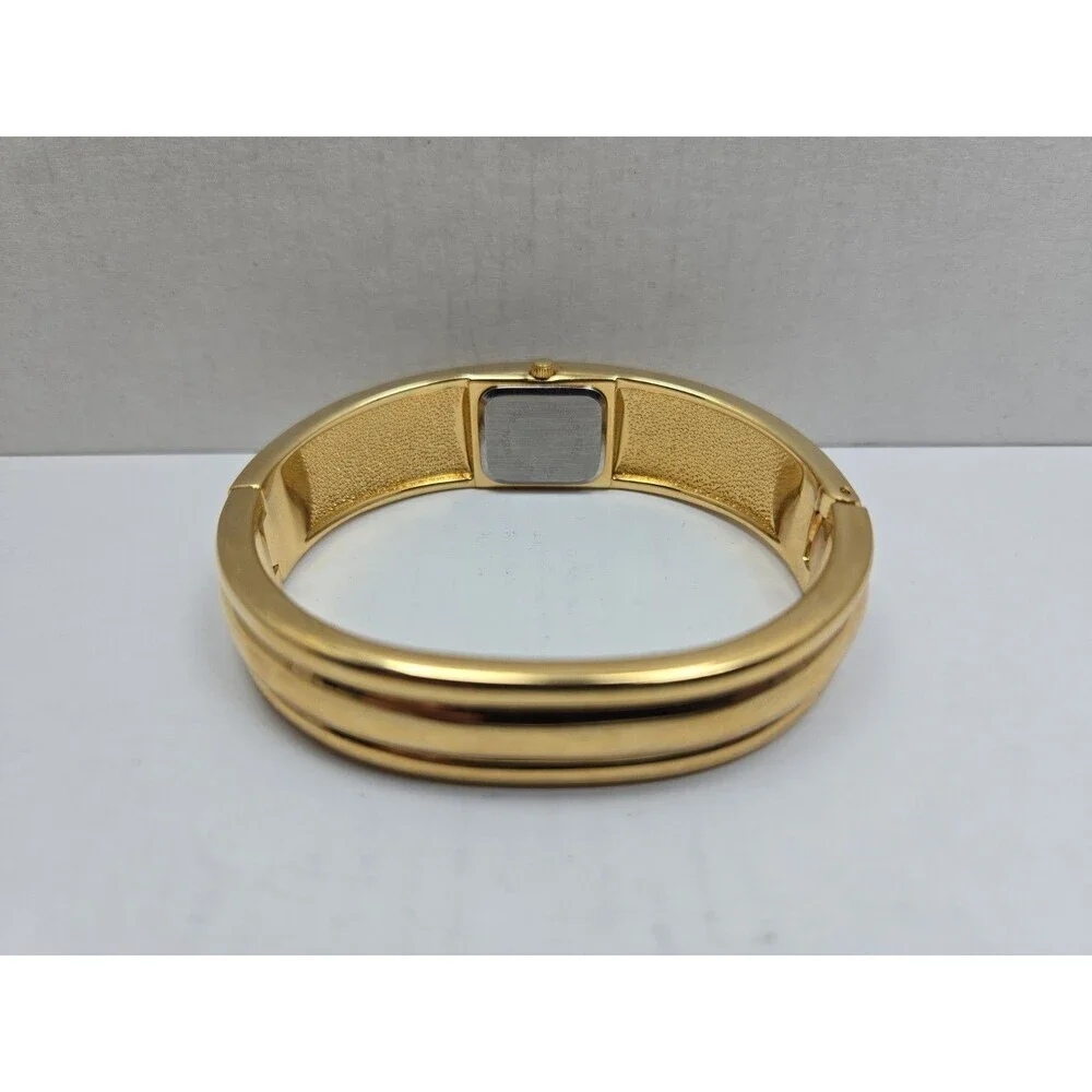 Vintage Pierre Jacquard Womens Gold Rhinestone Cuff Bangle Watch New Battery